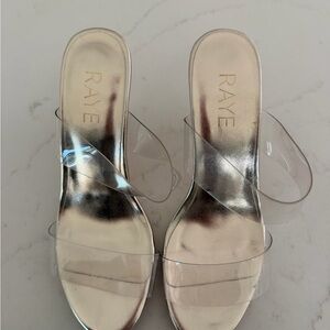 RAYE Silver and Clear Heeled Sandals